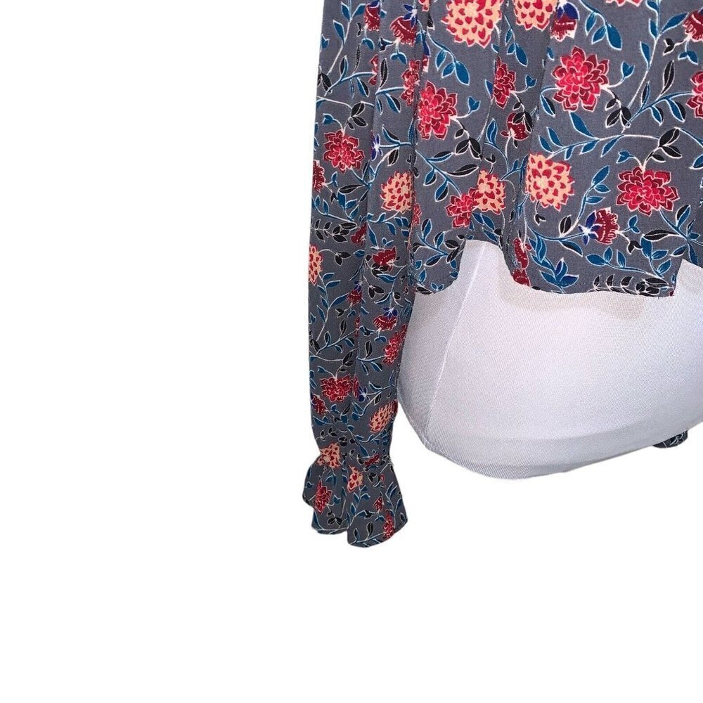 Ghospell Women's S Small Cropped Peasant Top w. Puff Sleeves Floral Smocked - Picture 4 of 9
